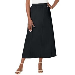 Jessica London Black Stretch Denim Jegging Skirt 12W Plus Size Midi Length NEW